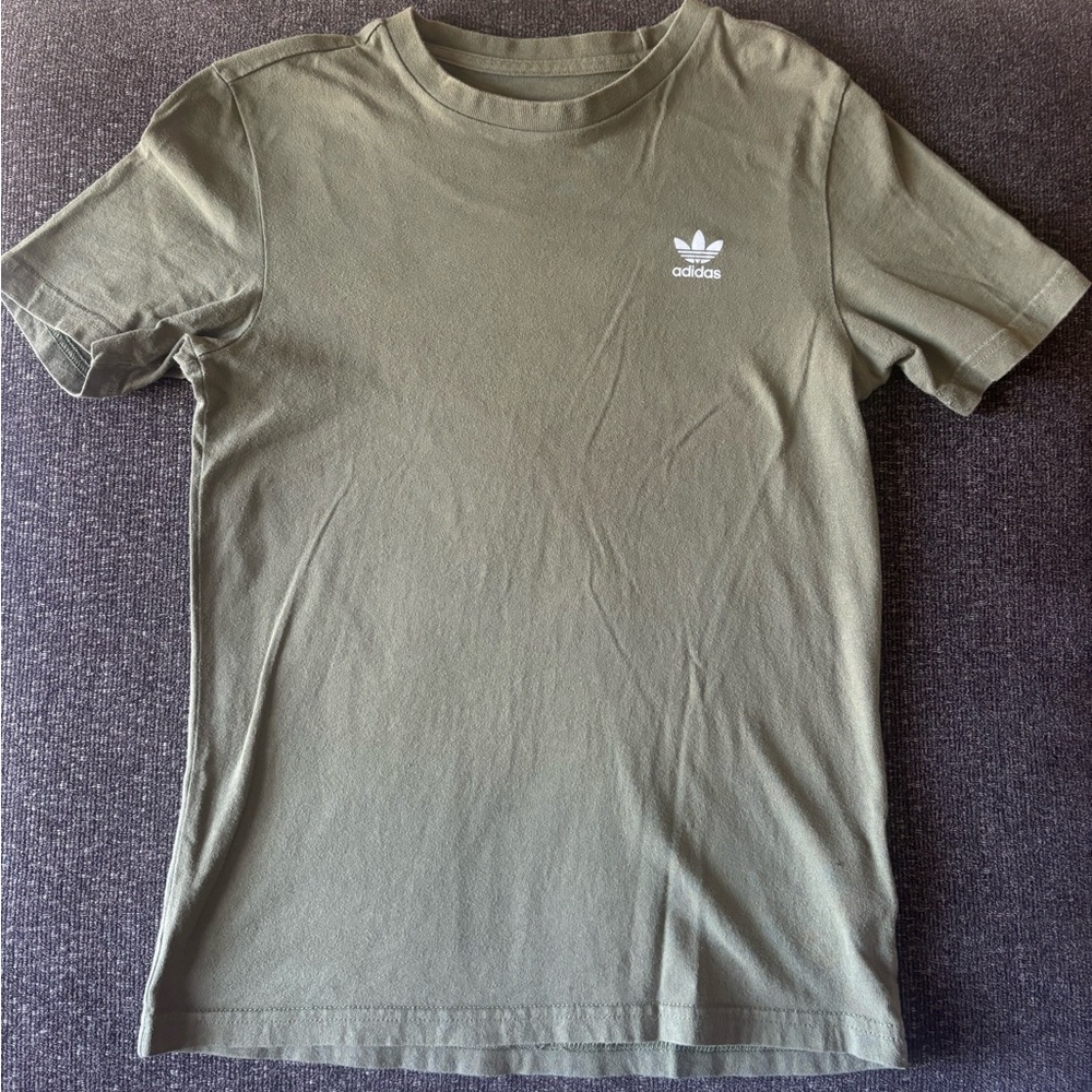 Adidas Olive Green Trefoil Logo Short Sleeve Tee